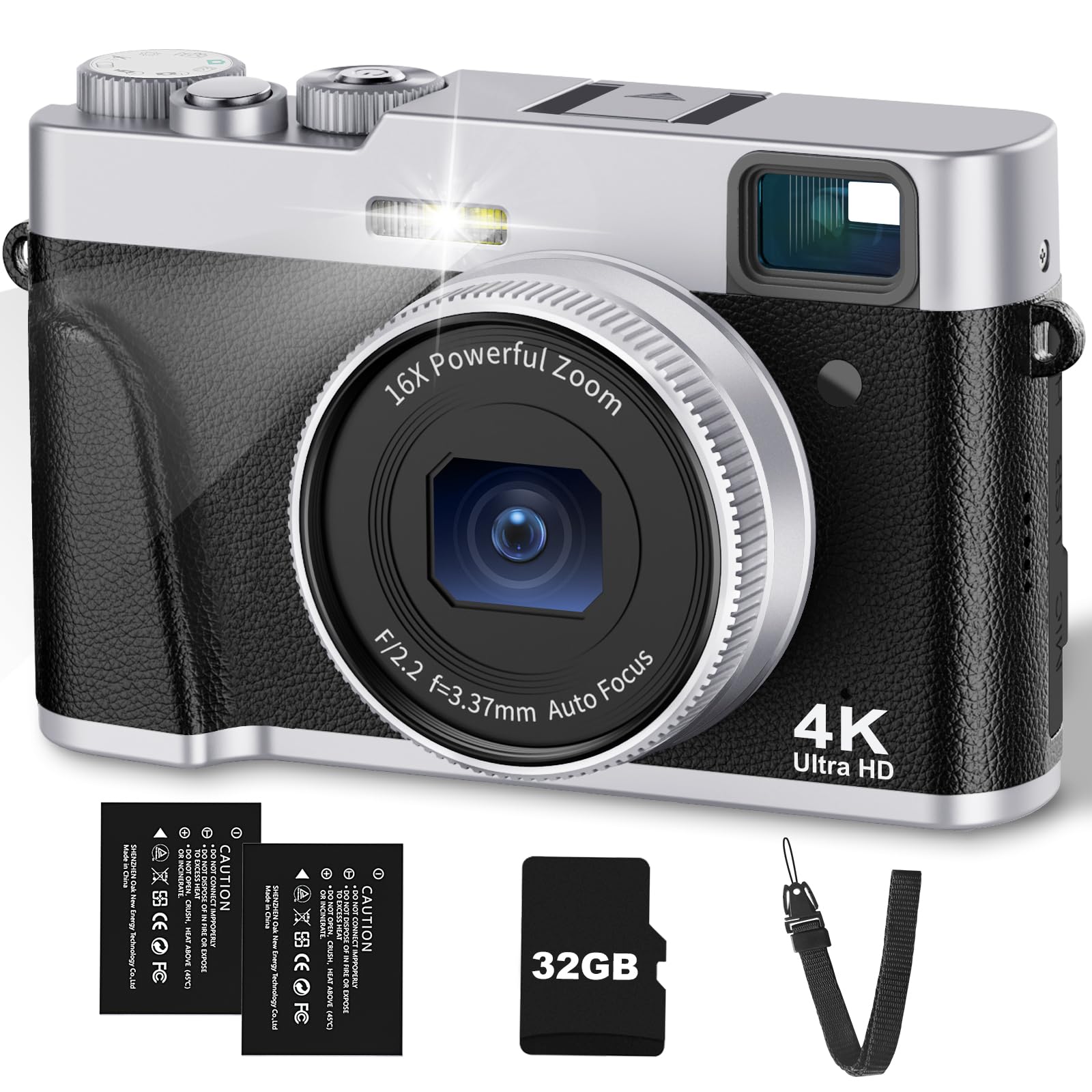 4Kデジタルカメラ 48MP 16倍ズーム デジタルカメラ 4K 4800万画素 16倍デジタルズーム コンパクト